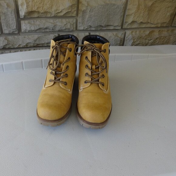 Limelight Brett women's hiking boots size 8M, Camel color, faux leather, lace up - Picture 1 of 15